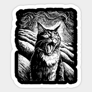 Cat cry art in linear style Sticker